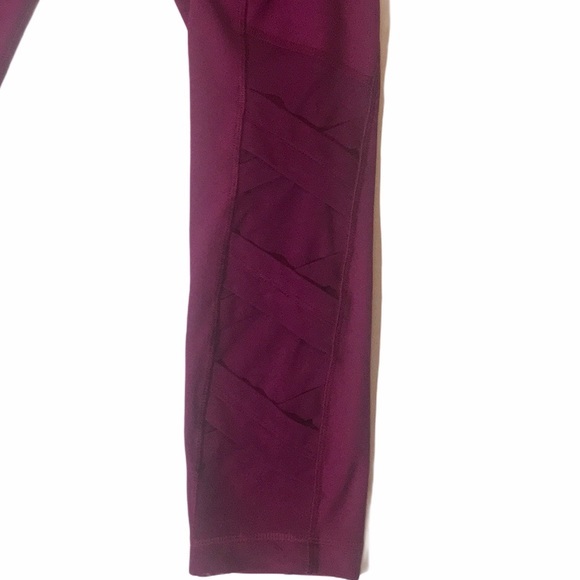 90 Degrees Pink Criss-Cross Mesh Detail Leggings - Picture 2 of 7